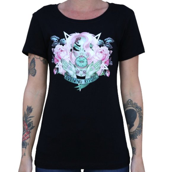 Evening Ritual Tattoo Art Black Tee NEW S-M-L-XL-2XL - Picture 2 of 6